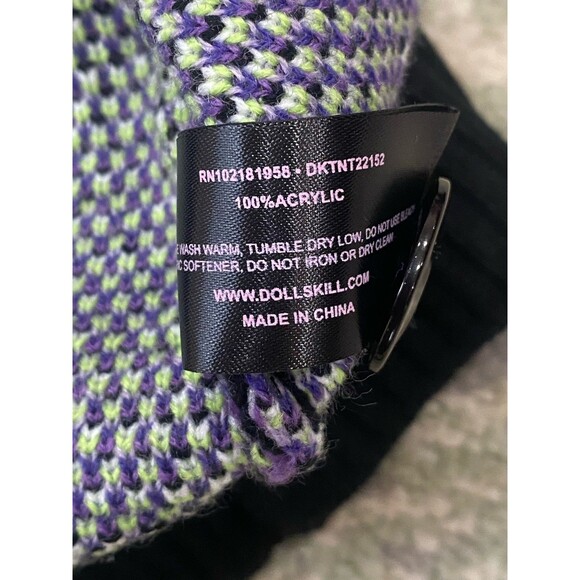 Dolls Kill  Size XXS TRICKZ N' TREATZ SPOOKED STRAIGHT OVERSIZED CARDIGAN 💚💜 - Picture 6 of 8